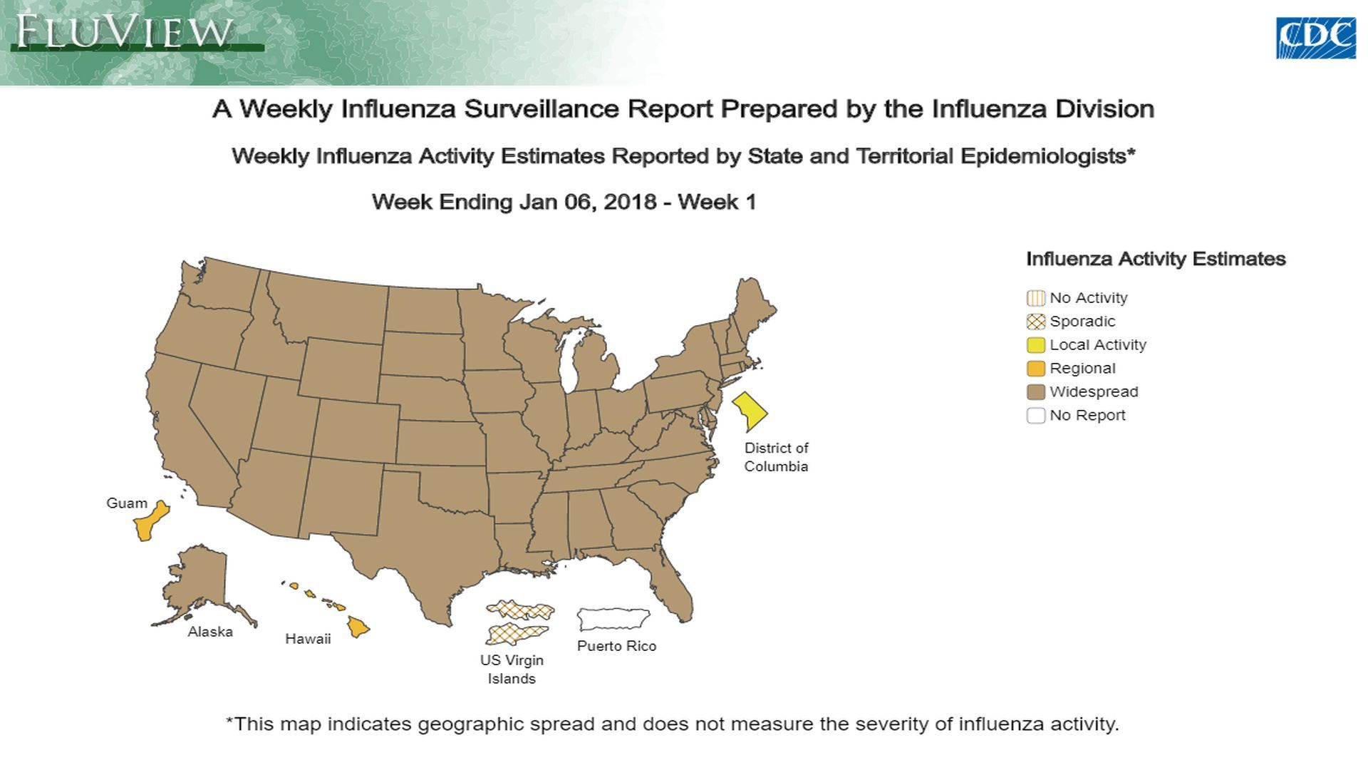 CDC Flu Update All States Except Hawaii Reporting Widespread Activity