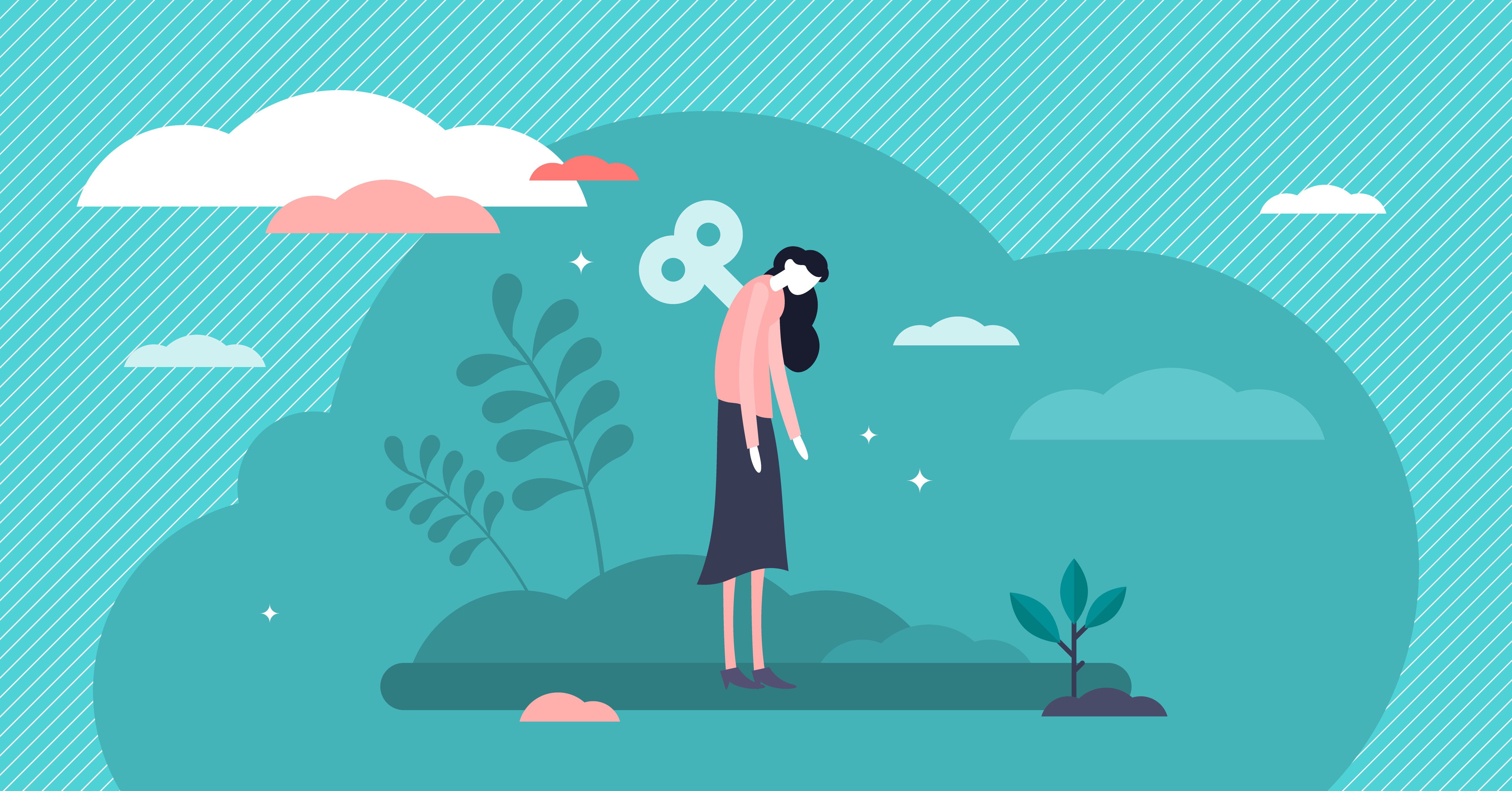 cartoon woman who is burnout and tired