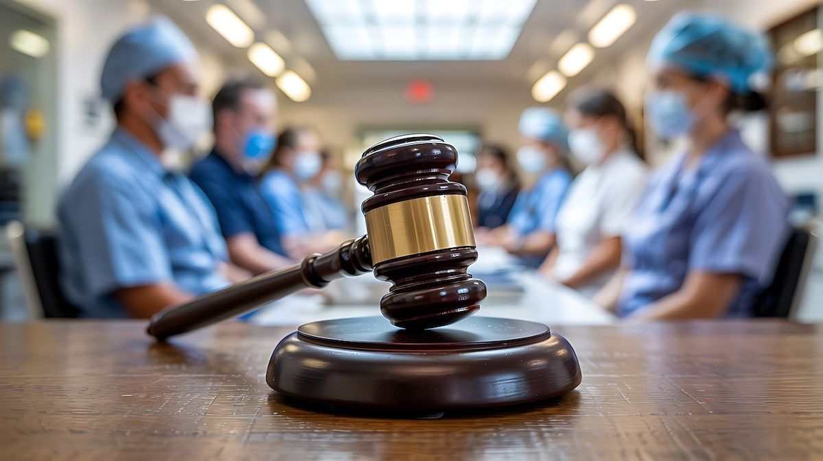 gavel in front of doctors malpractice justice lawsuit - AI illustration: © Design Stock - stock.adobe.com