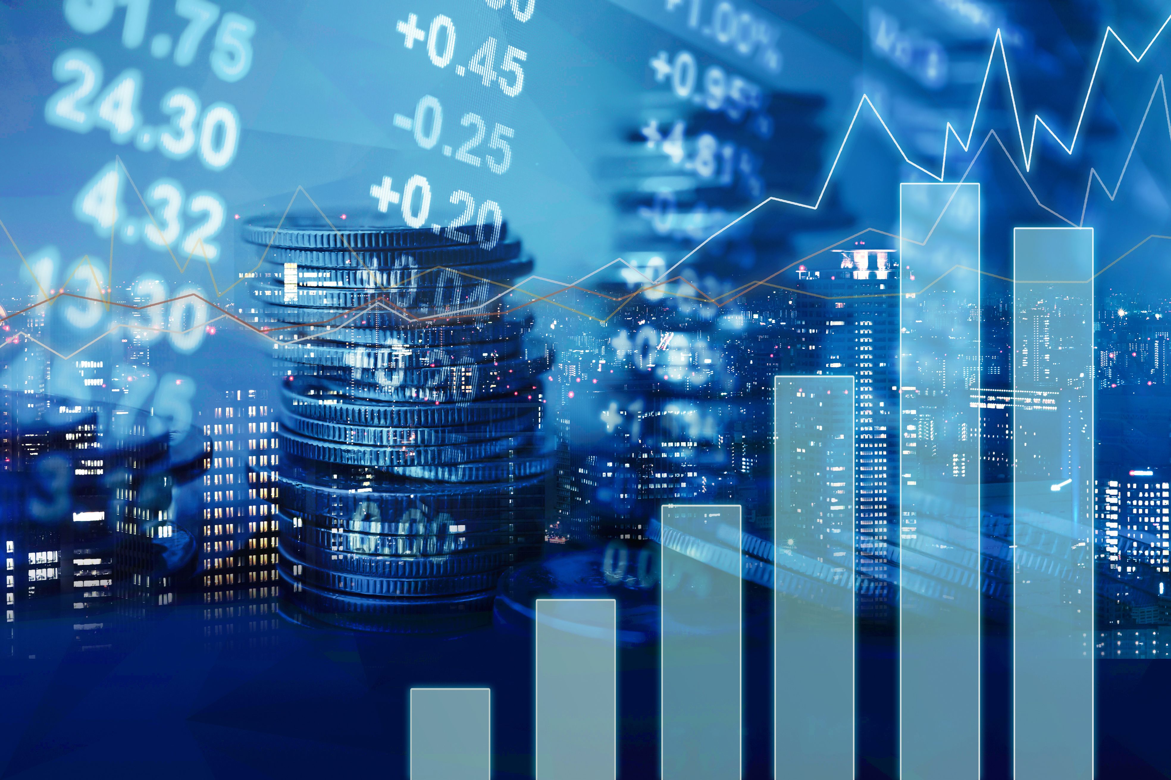 financial graph city background