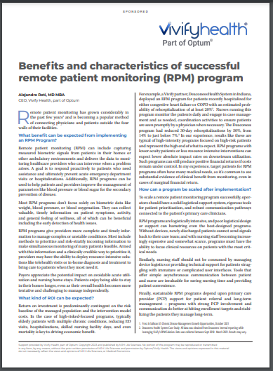 Benefits and characteristics of successful remote patient monitoring ...