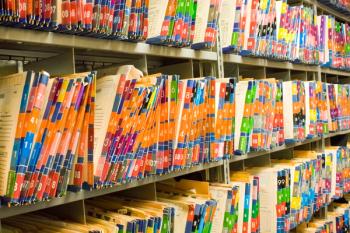 shelves of medical records