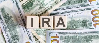 IRA block letters money background
