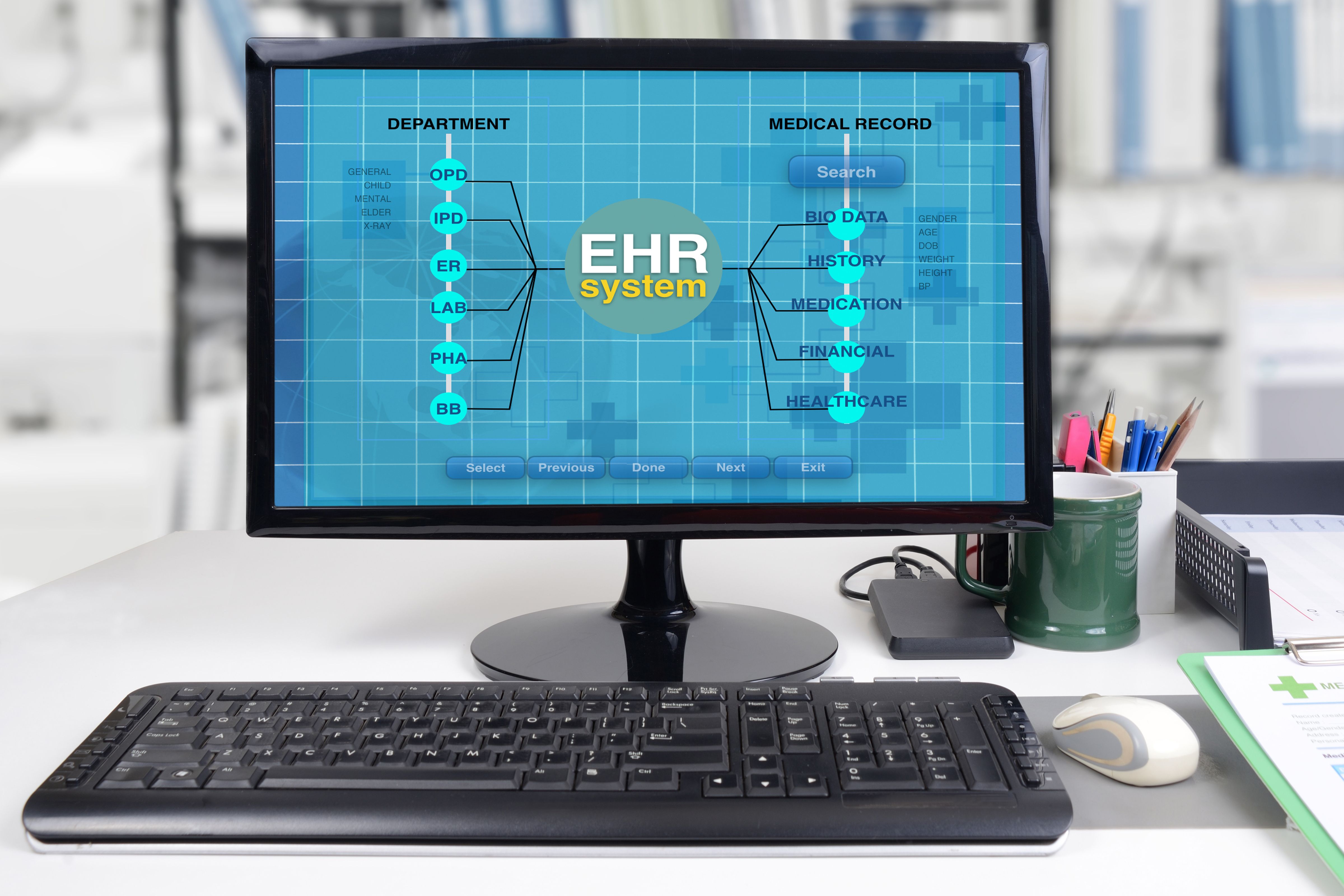 EHR computer screen