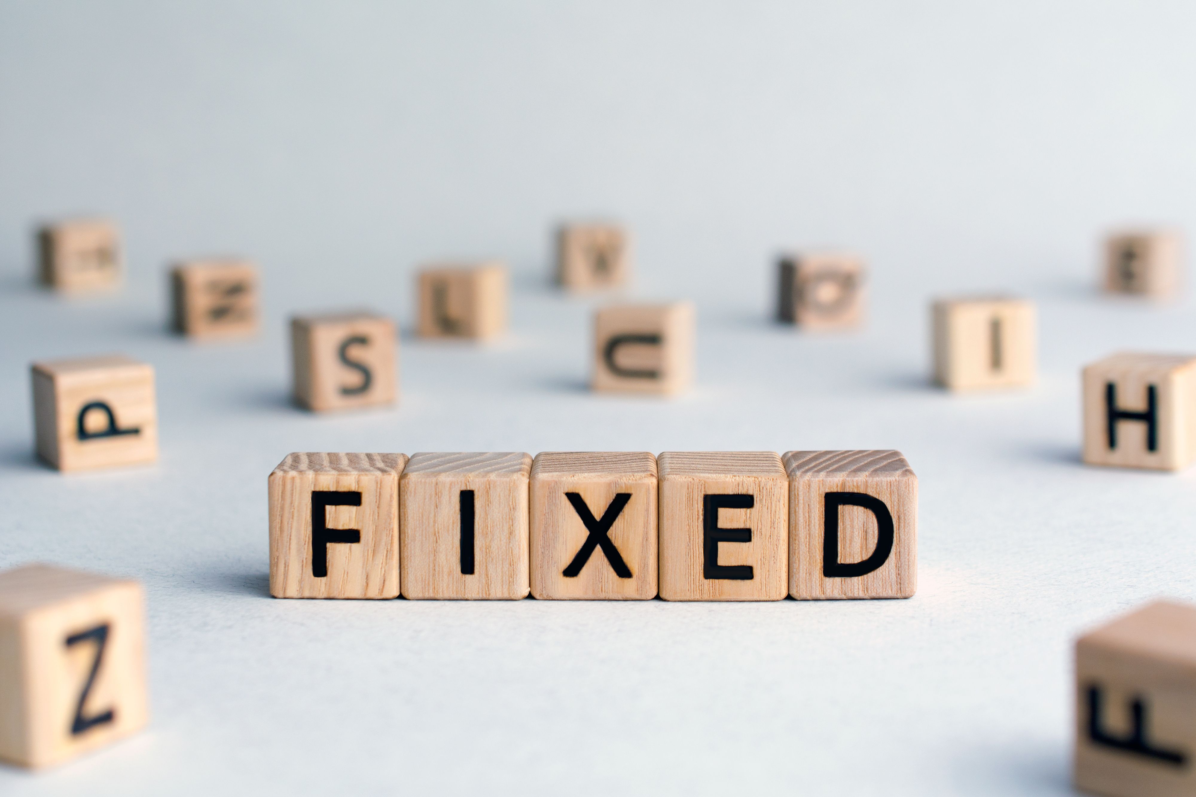 fixed word in block letters