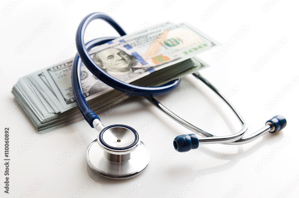 Hundred-dollar bills with stethoscope on them ©Valeri Luzina-stock.adobe.com