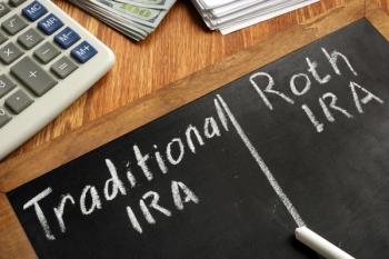 Roth IRA vs. Traditional IRA written on chalkboard
