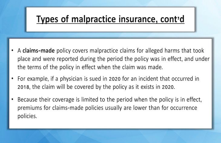 Malpractice Coverage The ABCs of malpractice insurance