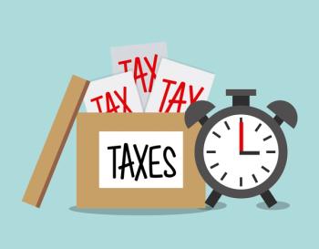 box of tax papers