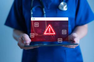 physician doctor holding tablet red warning sign © mangoteen - stock.adobe.com 1909065947