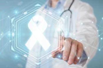 doctor using digital ribbon cancer interface: © sdecoret - stock.adobe.com