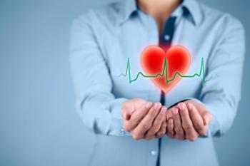 healthcare woman holding cartoon heart