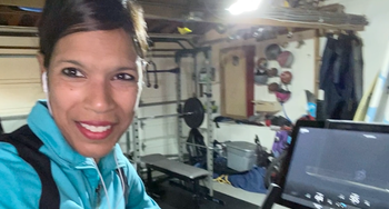 Dr. Nina Shaw on her Peloton.