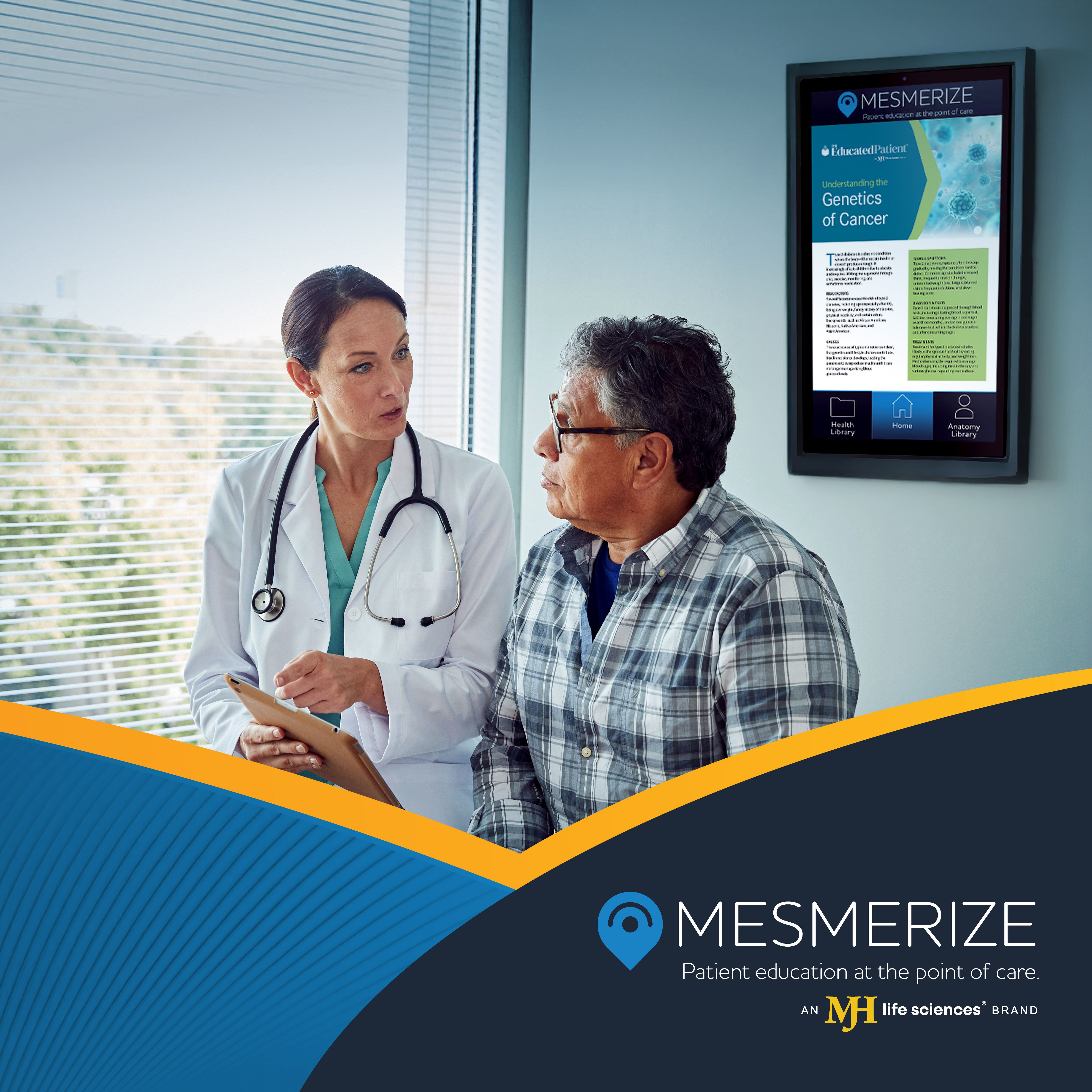 Mesmerize digital patient education screens in a healthcare waiting room | Image Credit: © Mesmerize - in-house