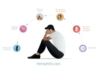 drawing of man, looking distraught, and hemophilia needs | image credit: @Maria Pilar Martinez