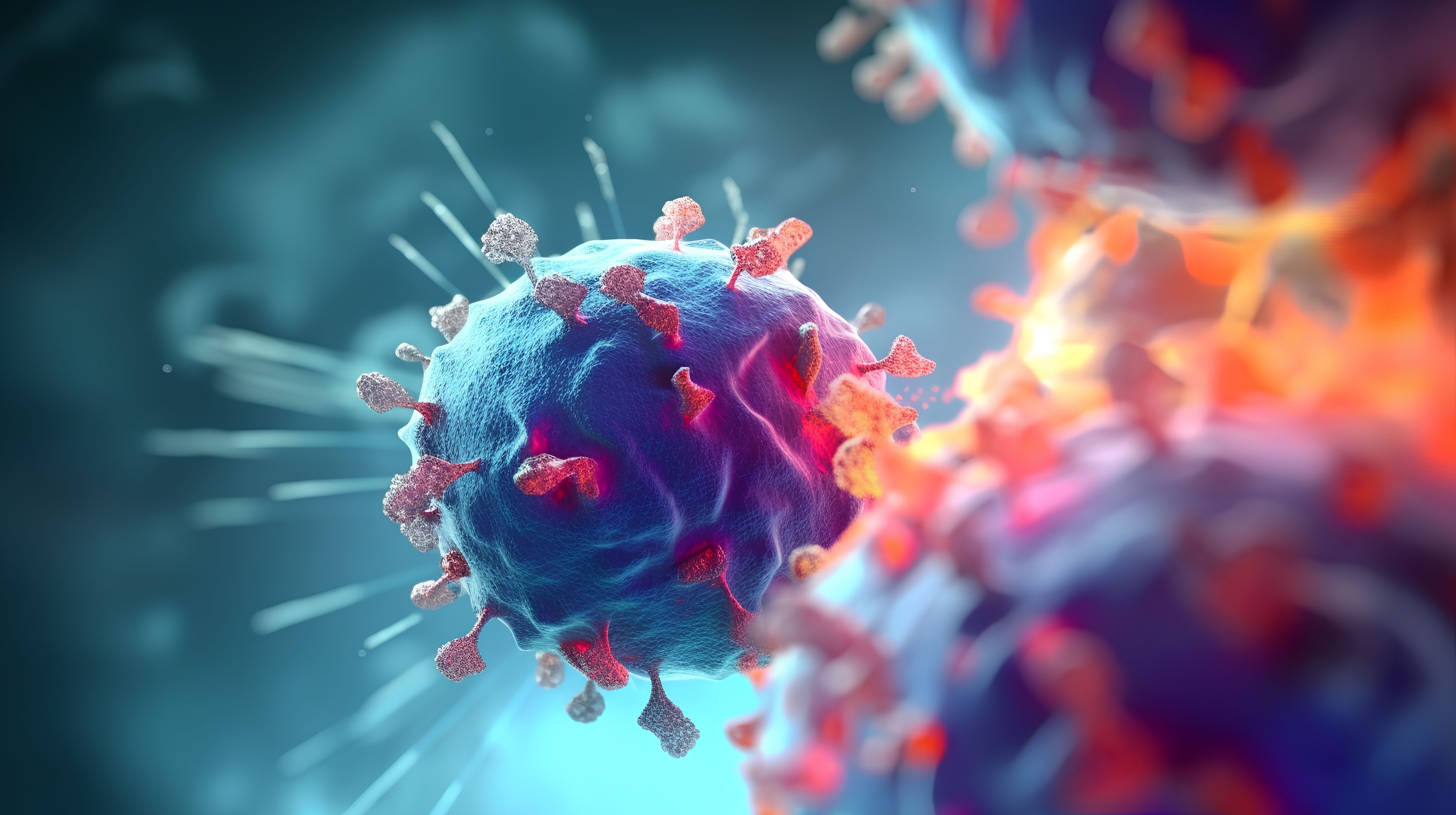 cancer immunotherapy imagery,  a spikey cell | image credit: @TensorSpark stock.adobe.com