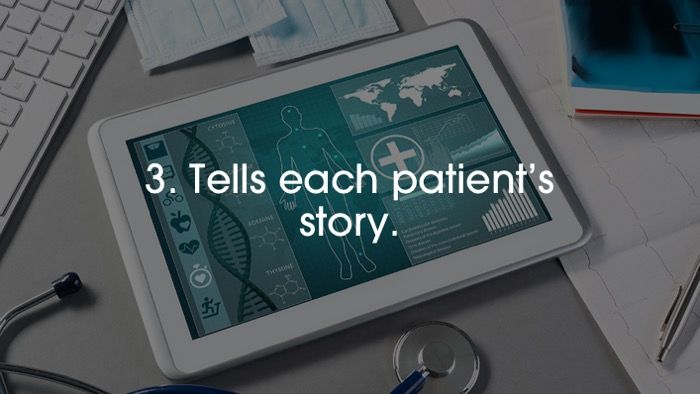 Tells each patient’s story.