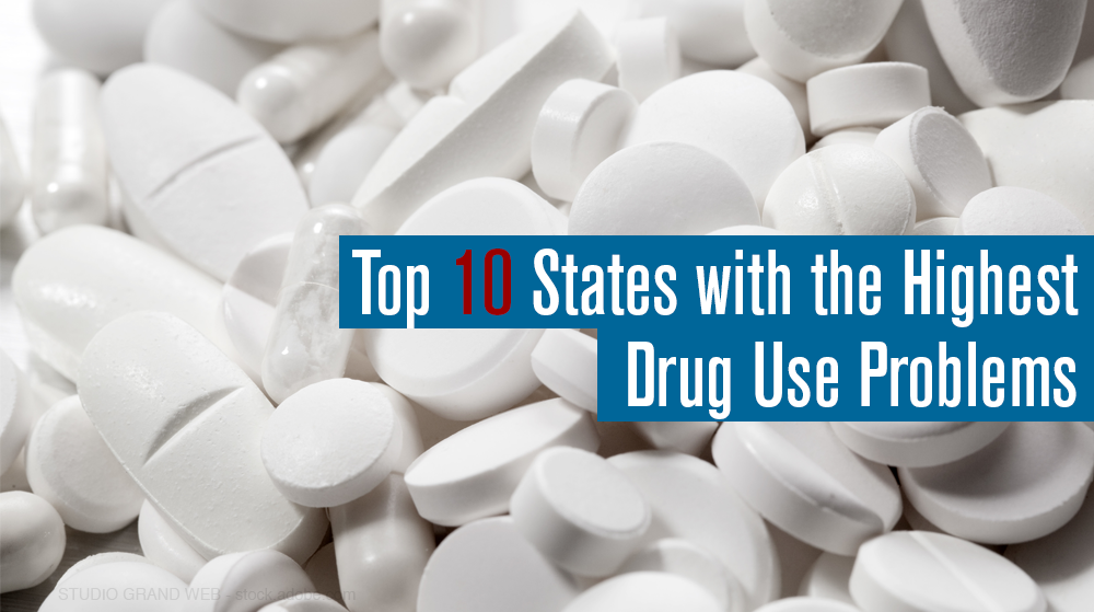 Top 10 states with the highest drug use problem
