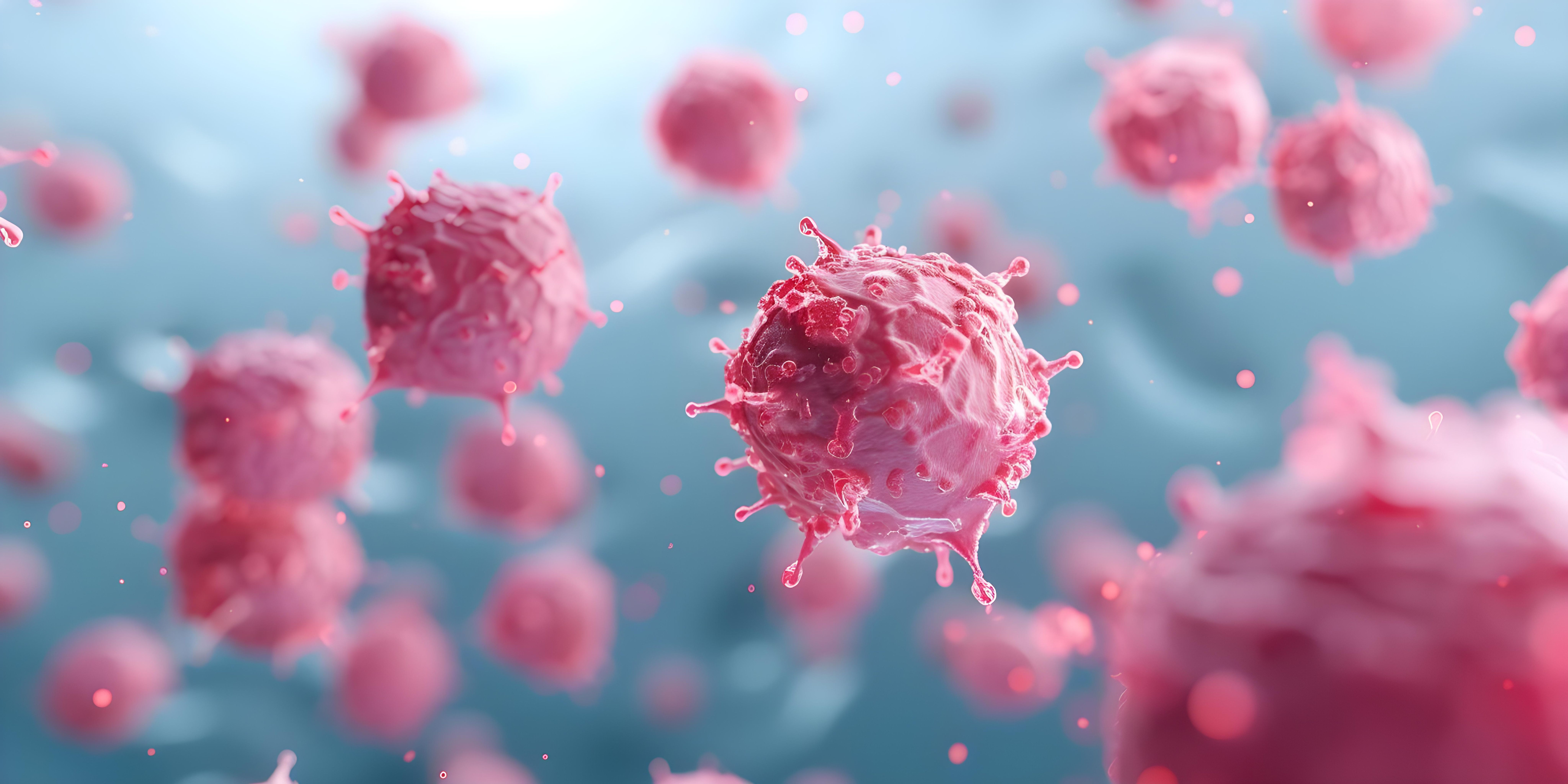 Lymphocytes in pink againt bluish background | ©anastasiia stock.adobe.com