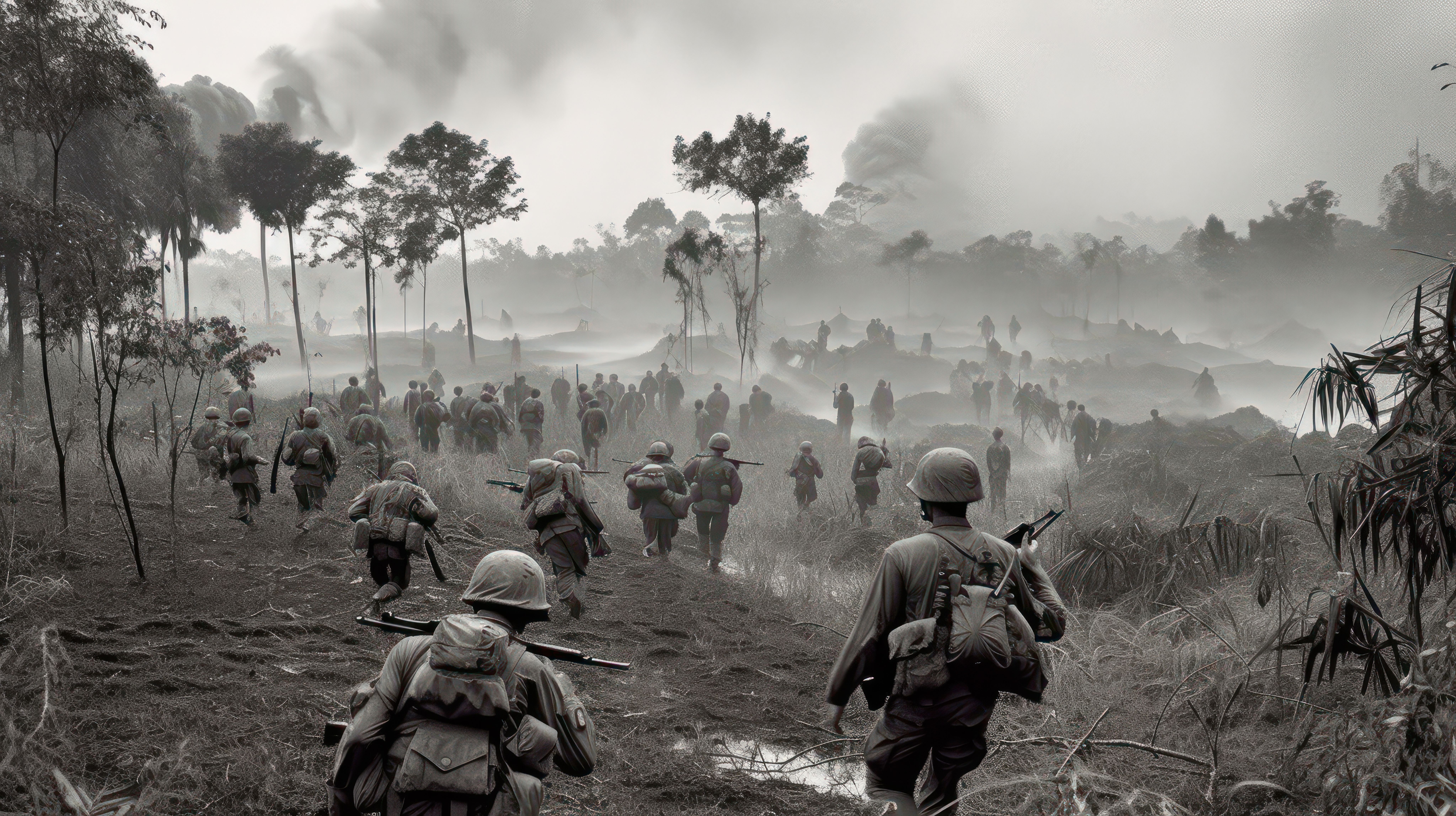 black and white image of solders in jungle setting | ©daniel  stock.adobe.com