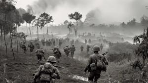 black and white image of solders in jungle setting | ©daniel  stock.adobe.com