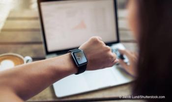 Woman wearing smart watch