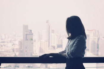 Business woman looking at horizon