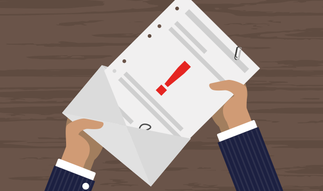 Opening envelope with warning letter