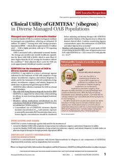 Clinical Utility of GEMTESA® (vibegron) in Diverse Managed OAB Populations