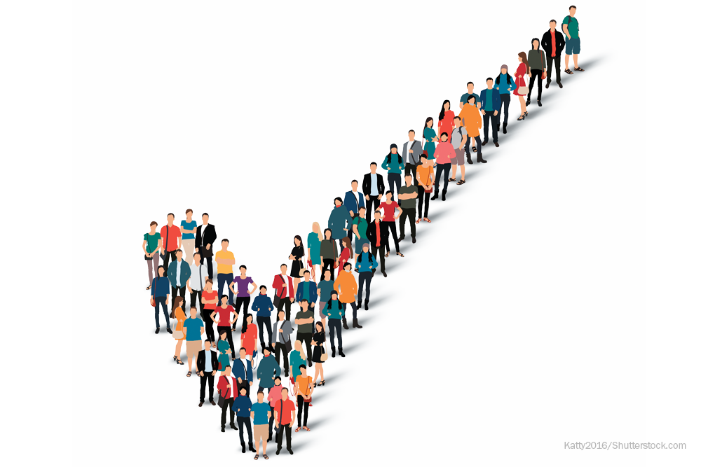 Checkmark made of people