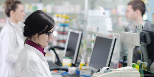 Pharmacists working