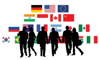 silhouettes with flags of different countries in the background | image credit: ©Carlos Gardel stock.adobe.com