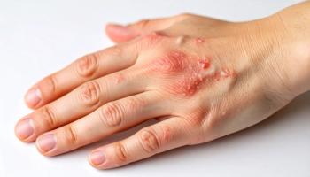 Back of the hand of a White person with red patches | ©AIUNIVERSE stock.adobe.com