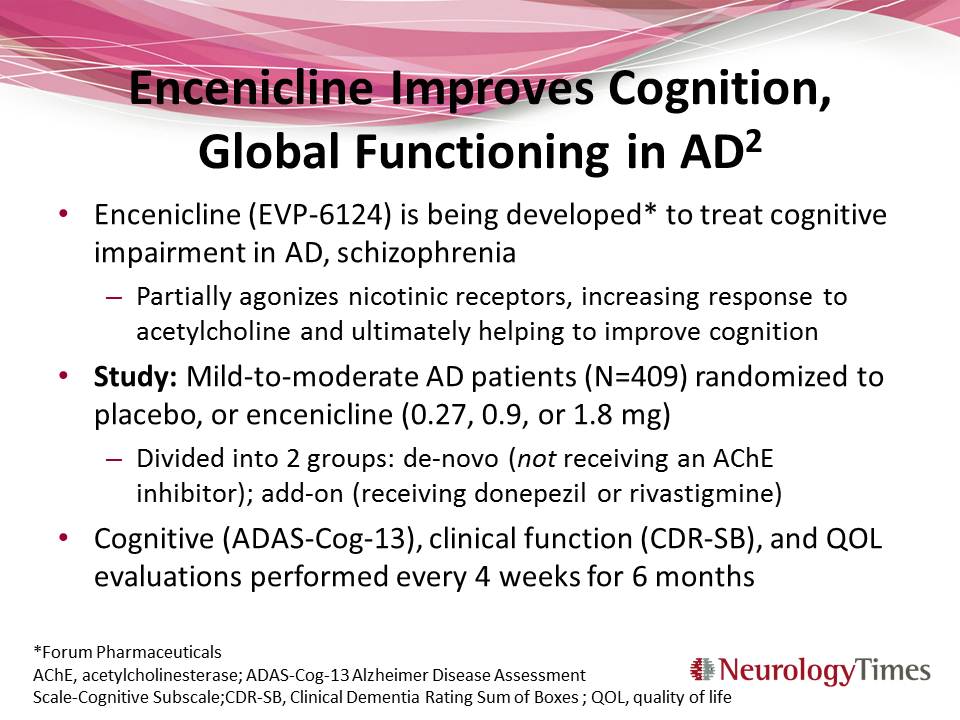 Encenicline improves cognition, function in phase 2b trial