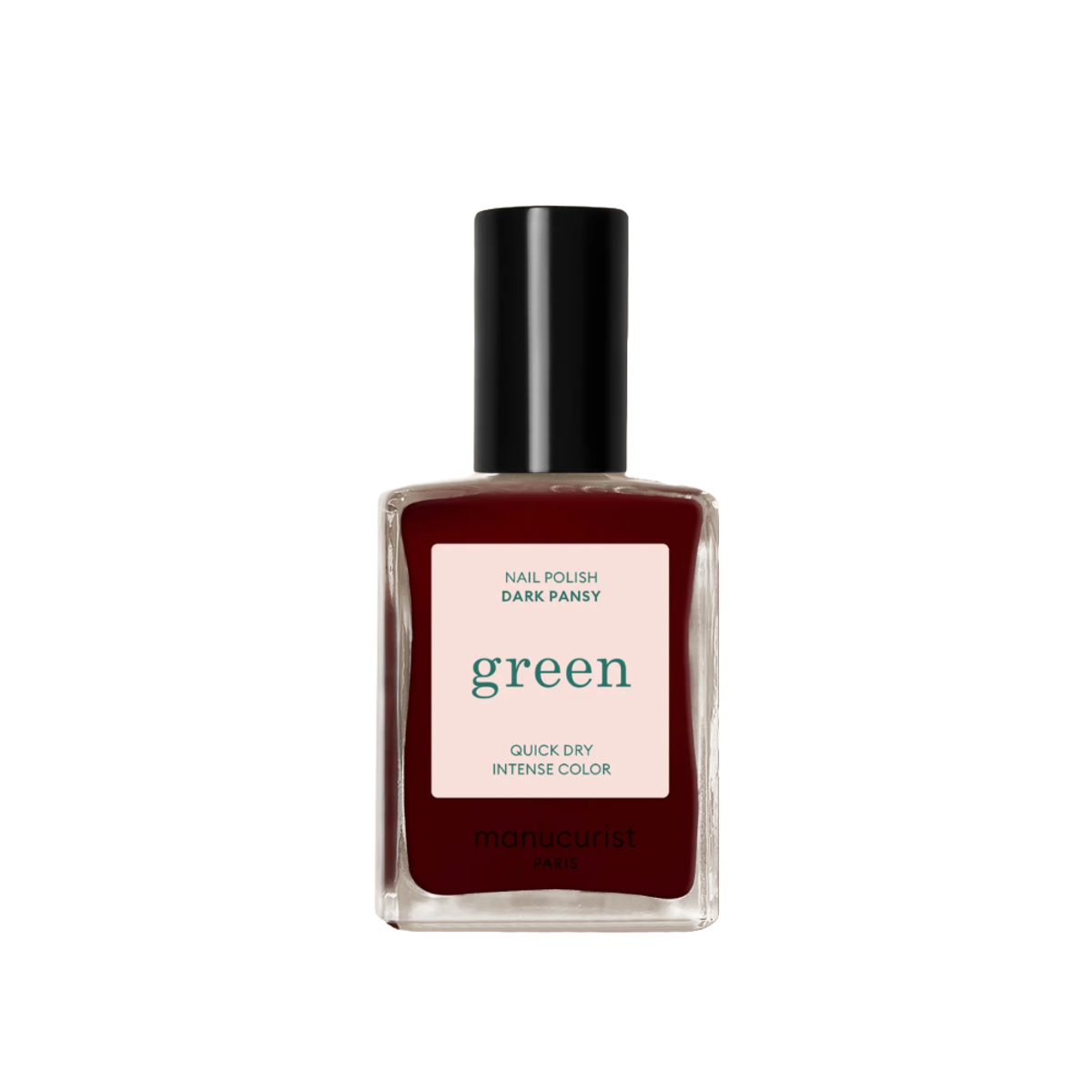 A bottle of Manucurist dark pansy cherry mocha nail polish