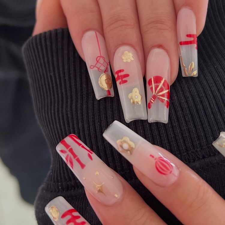 Long Lunar New Year Nails