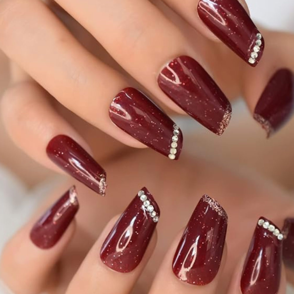 Glitter Red Glossy Fake Nails ($5)