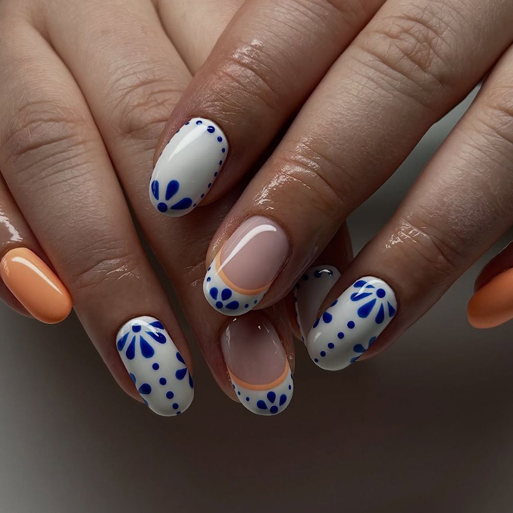 Peach and Pottery Manicure