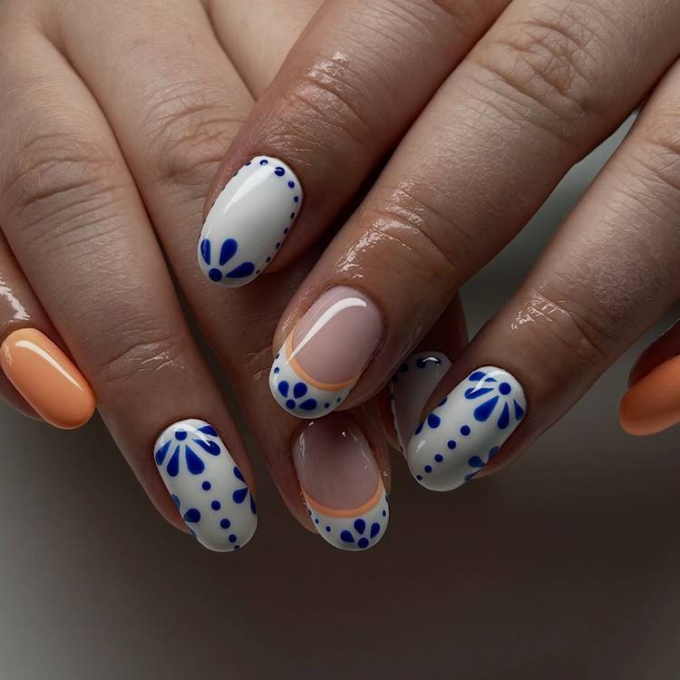 Peach and Pottery Manicure