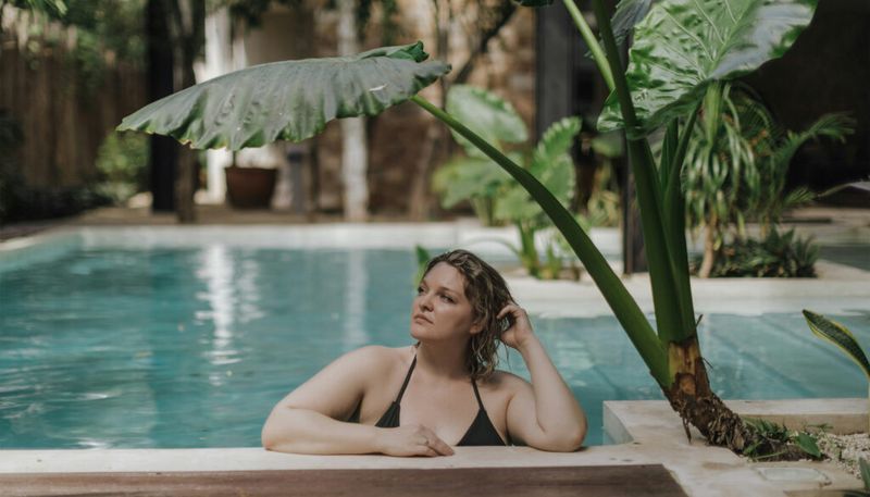 woman in a pool