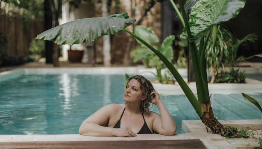 woman in a pool