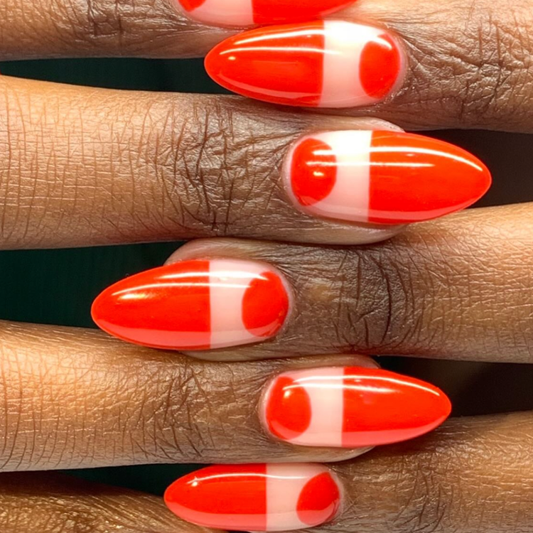 Negative Space Red Nails
