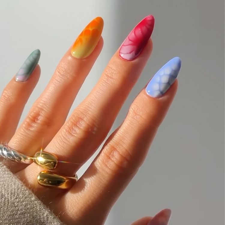 Blooming Rainbow Nails