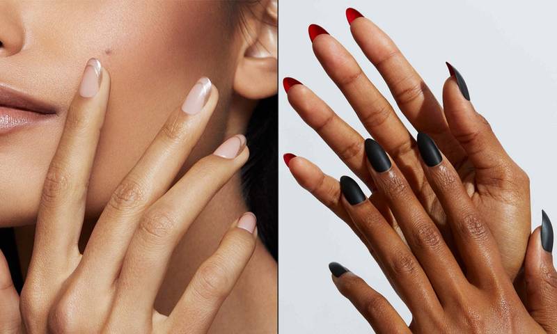 side by side image of manicured hands