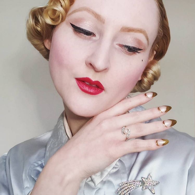 Reverse half moon manicure