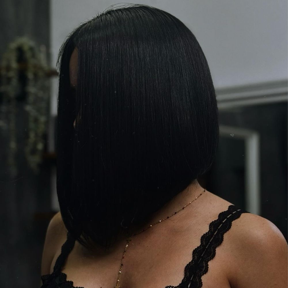 Sleek asymmetrical bob