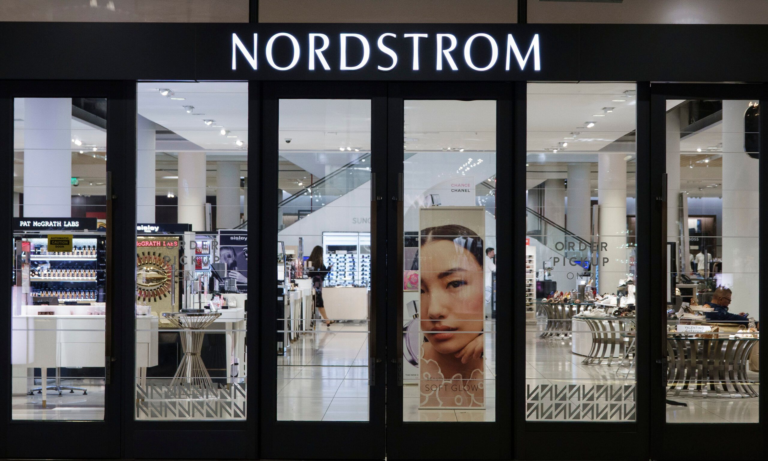 A Nordstrom logo is displayed at their department store at the Westfield UTC shopping center on May 1, 2025 in San Diego, California.