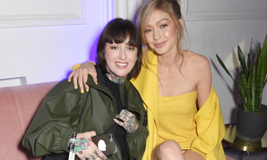 Erin Parsons (L) and Gigi Hadid attend a party hosted by Gigi Hadid to launch her new limited-edition Maybelline collection on November 7, 2017 in London, England.