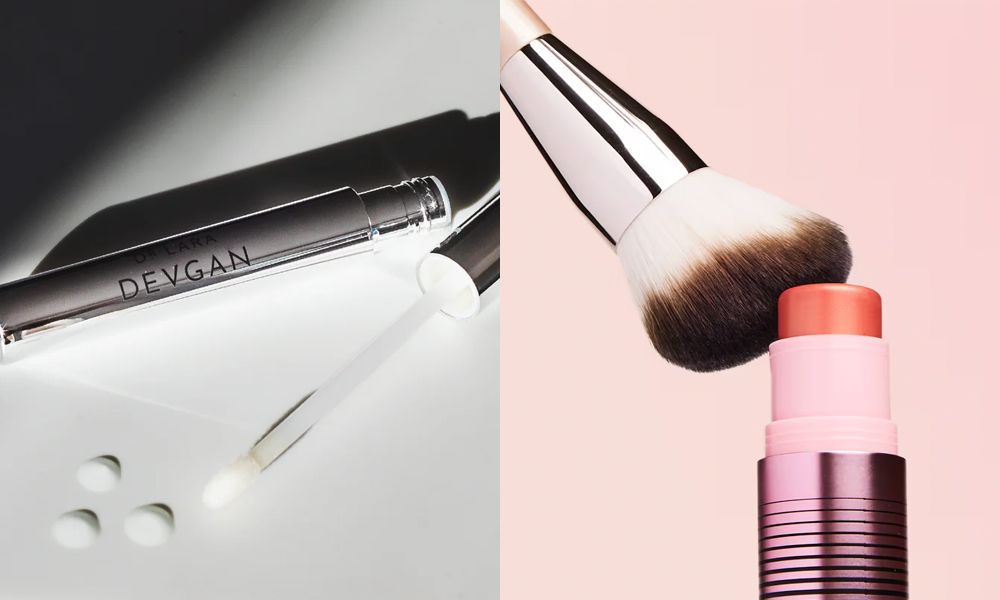 Dr. Lara Devgan lip plumper and Dibs makeup brush