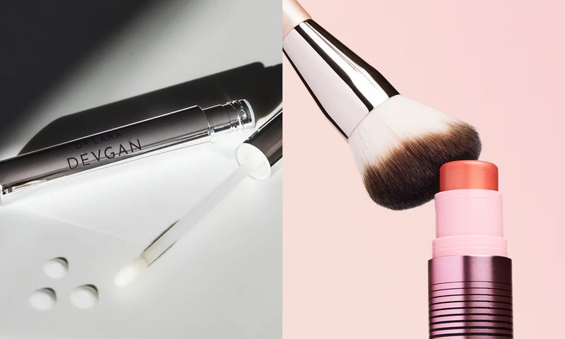 Dr. Lara Devgan lip plumper and Dibs makeup brush